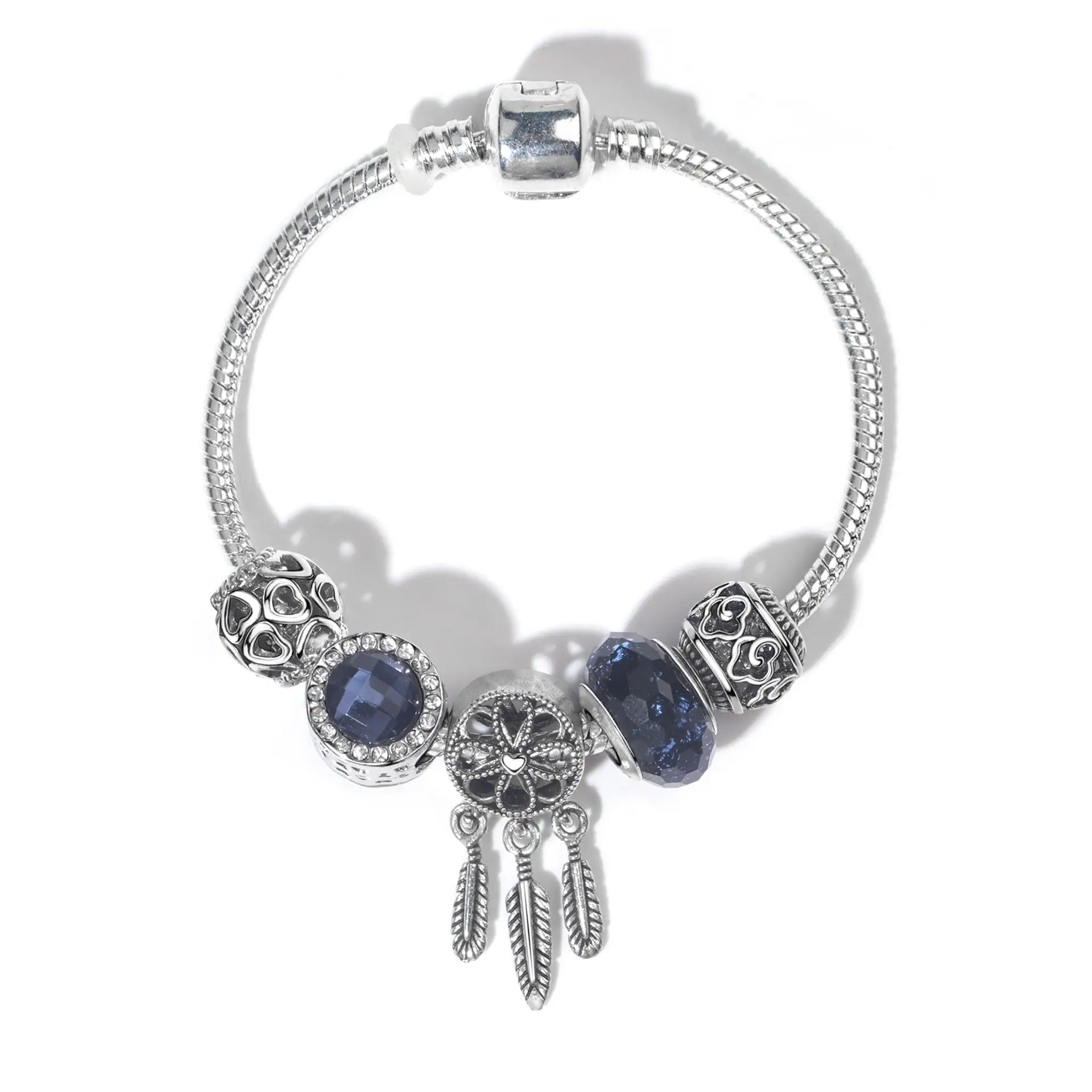 Dark Blue Cat's Eye Beaded Bracelet for Women