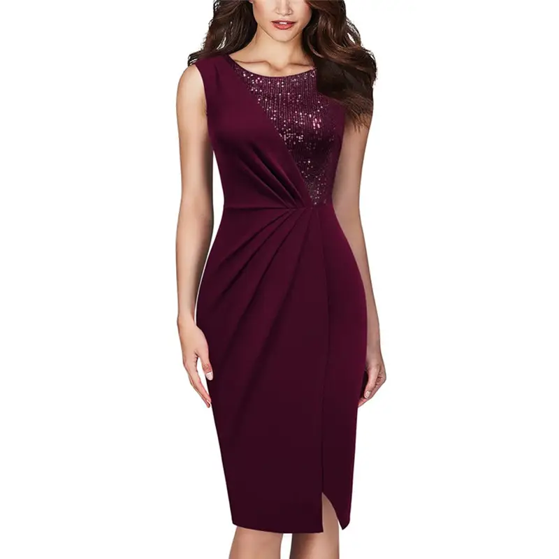 Black Sleeveless Sequin Party Dress for Women — feature 12