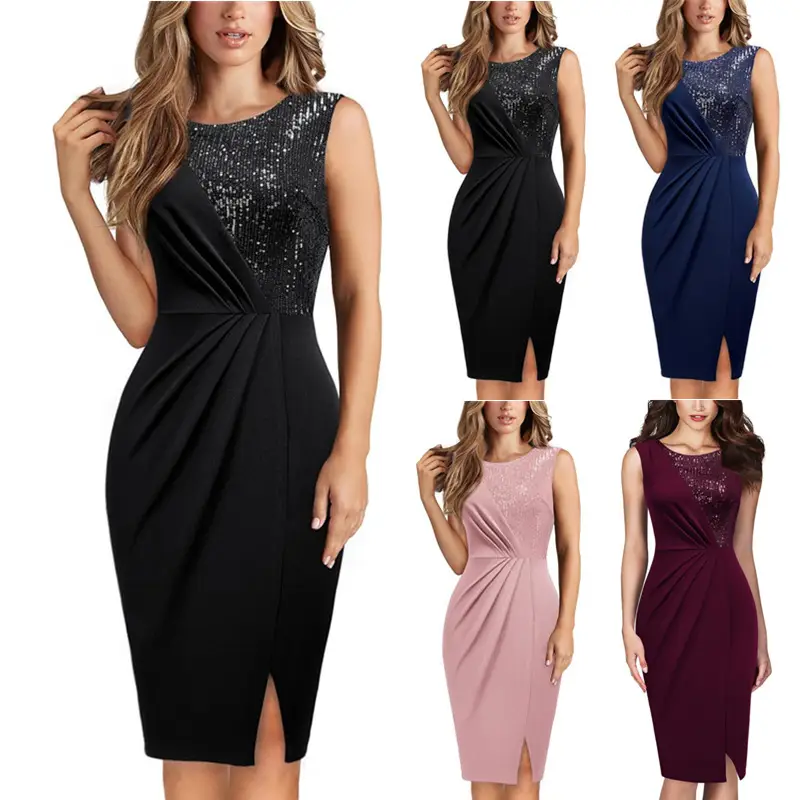 Black Sleeveless Sequin Party Dress for Women — feature 5