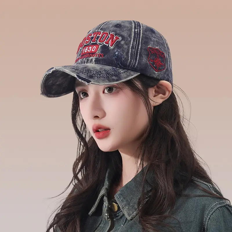 Women's Embroidered Baseball Cap with Duck Tongue Design — feature 12