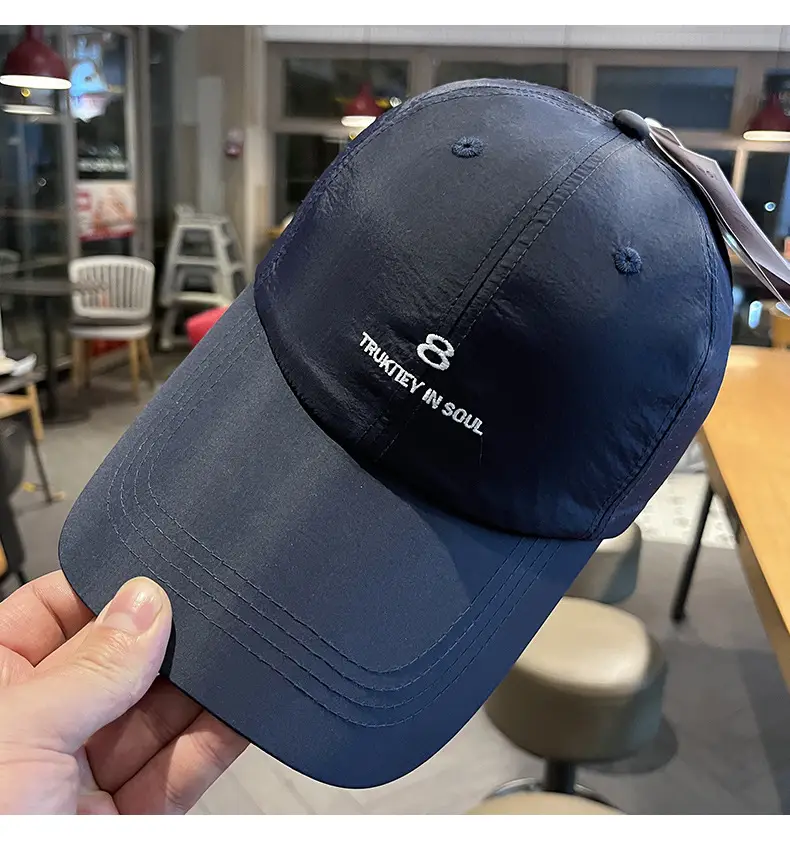 Women Baseball Cap Navy Blue Embroidered Summer — feature 10