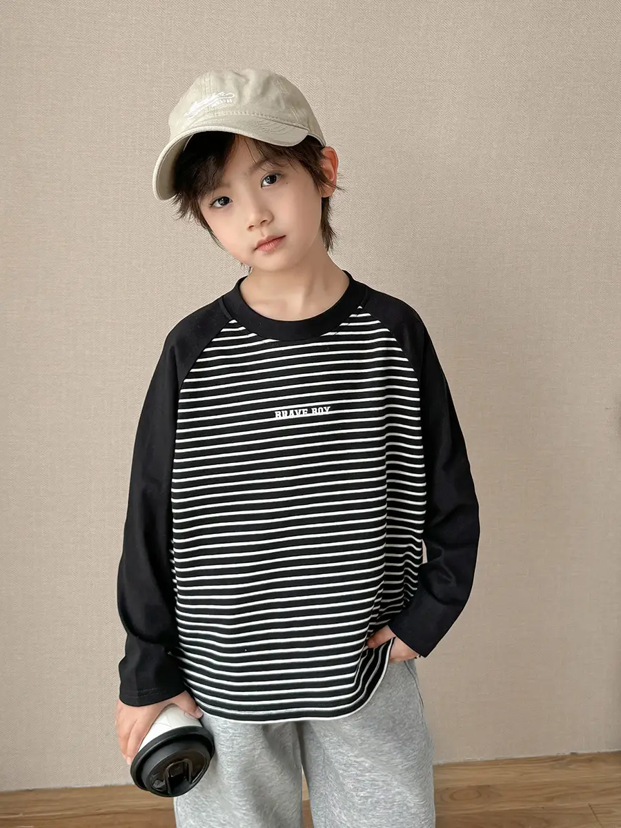 Haima Boys Striped Raglan T-Shirt Cotton Spring - Image 4