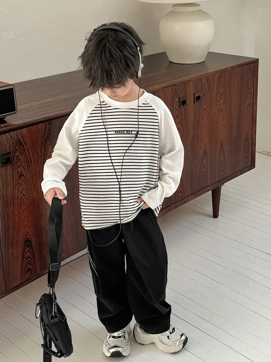 Haima Boys Striped Raglan T-Shirt Cotton Spring - Image 6