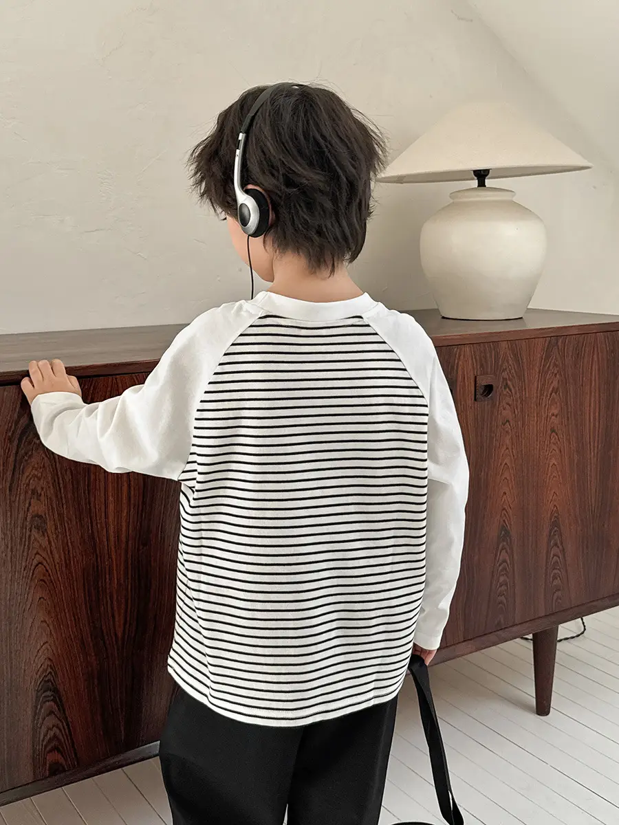 Haima Boys Striped Raglan T-Shirt Cotton Spring - Image 7