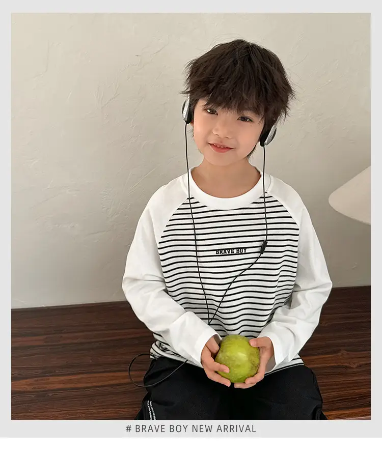Haima Boys Striped Raglan T-Shirt Cotton Spring — feature 1