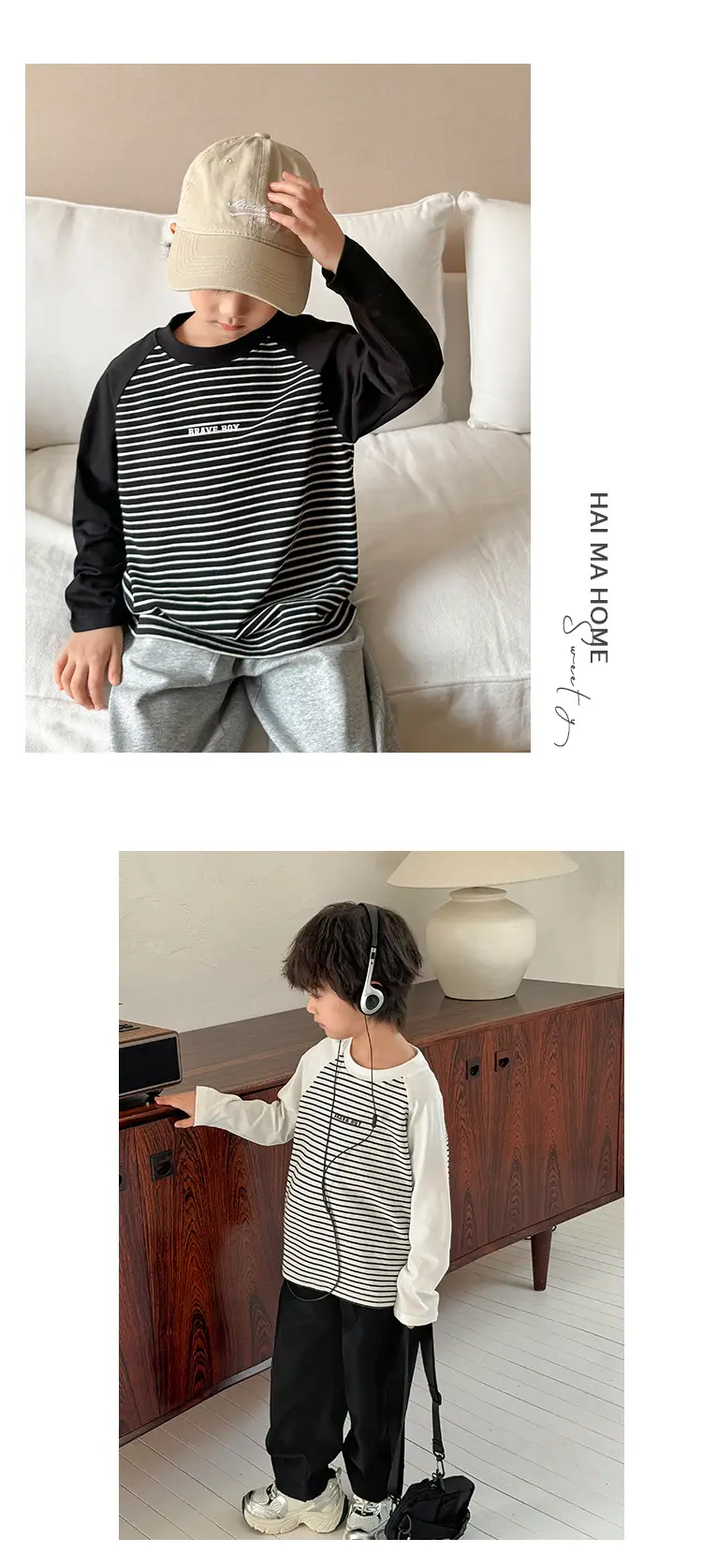 Haima Boys Striped Raglan T-Shirt Cotton Spring — feature 8