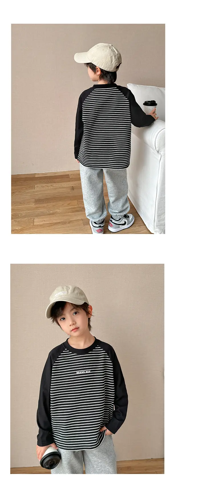 Haima Boys Striped Raglan T-Shirt Cotton Spring — feature 9