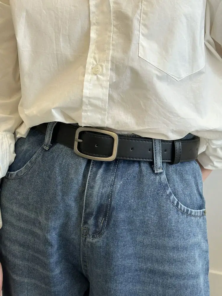 Wide Belt for Men Women Black Buckle Student Jeans — feature 7