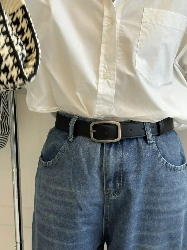 Wide Belt for Men Women Black Buckle Student Jeans — feature 9