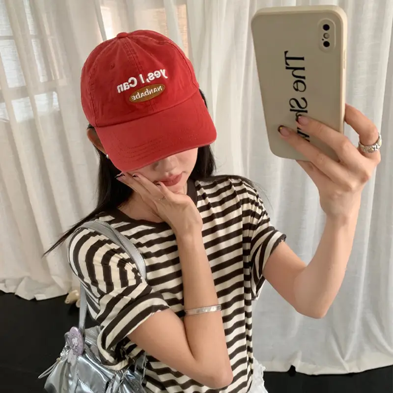 Women Korean Style Blue Baseball Cap with "Yes I Can" - Image 7