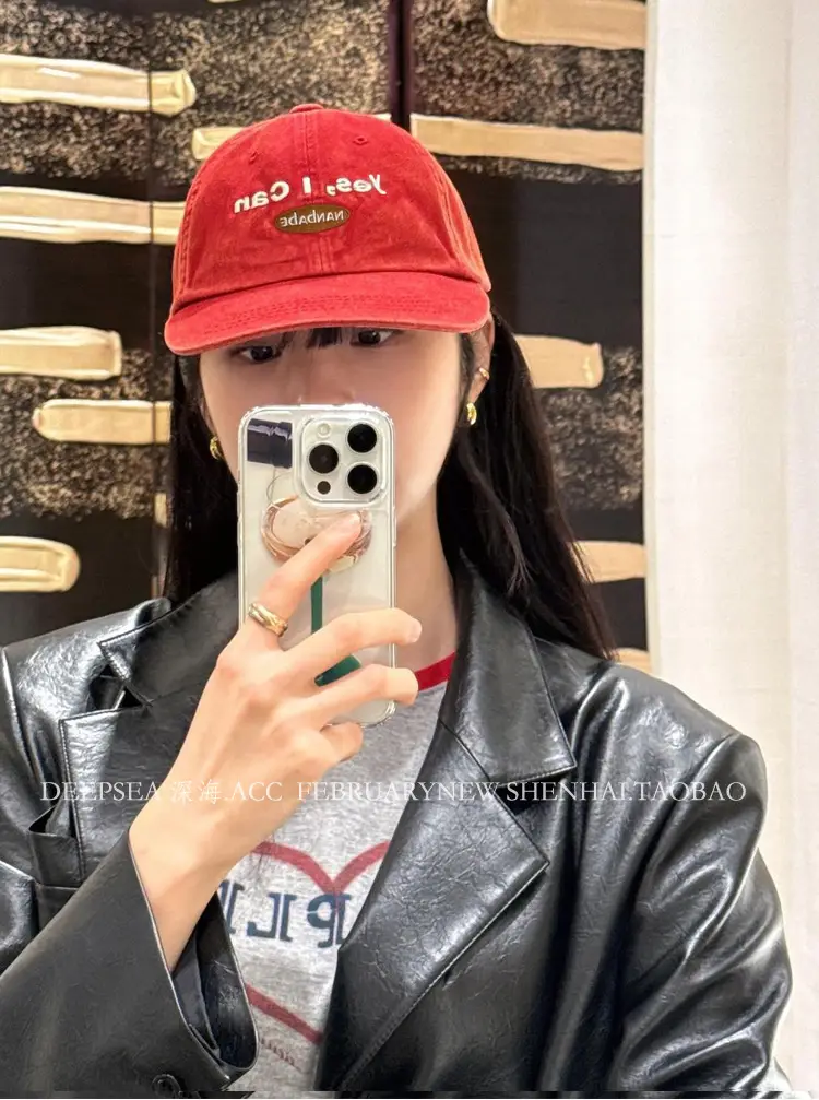 Women Korean Style Blue Baseball Cap with "Yes I Can" — feature 1