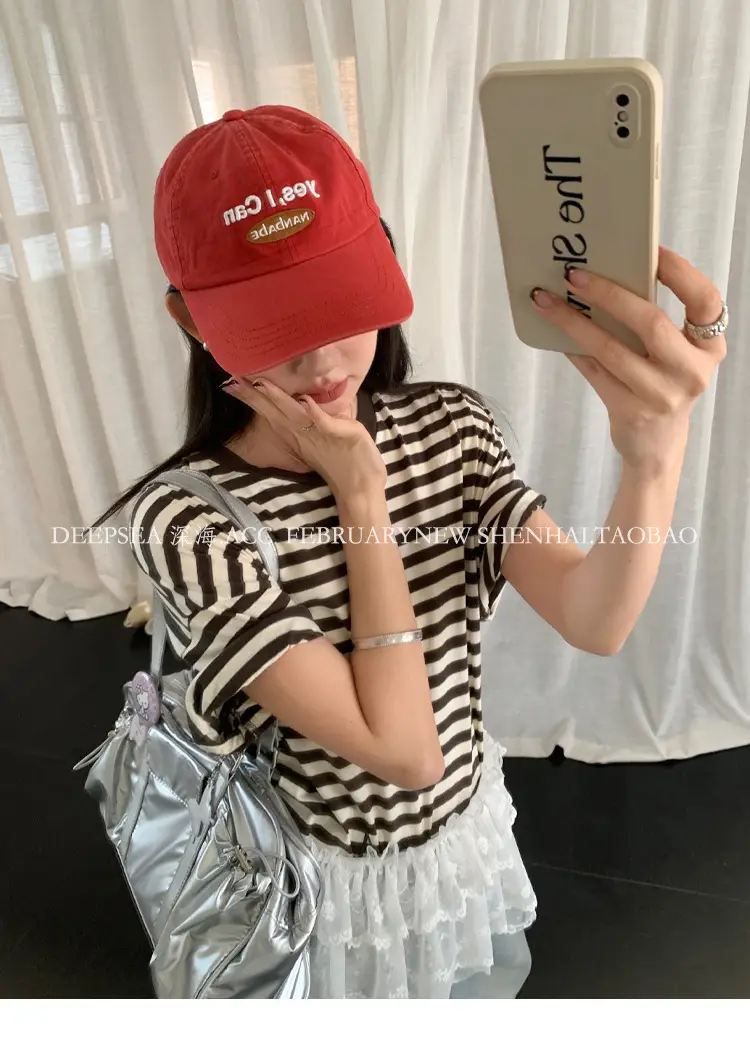 Women Korean Style Blue Baseball Cap with "Yes I Can" — feature 11