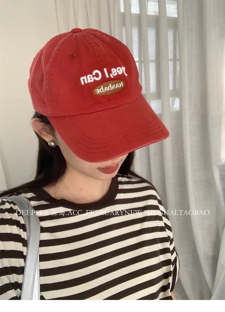 Women Korean Style Blue Baseball Cap with "Yes I Can" — feature 5