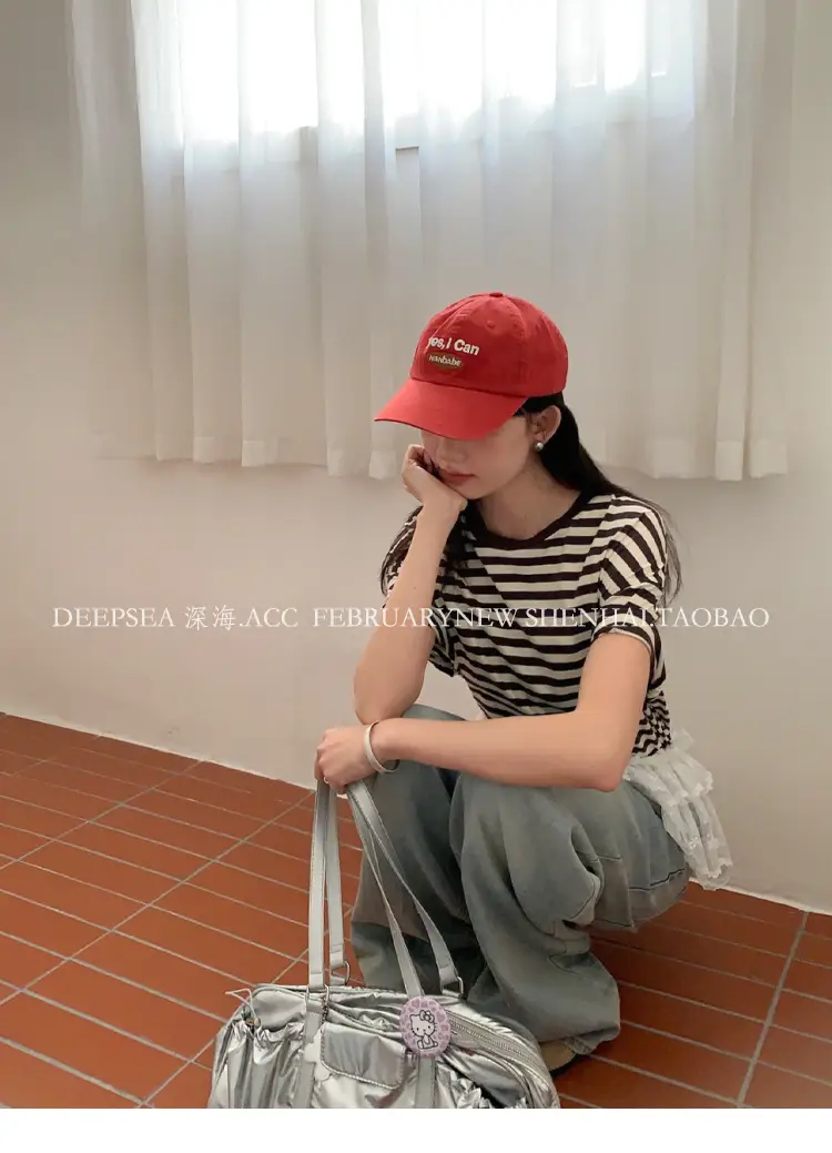 Women Korean Style Blue Baseball Cap with "Yes I Can" — feature 8