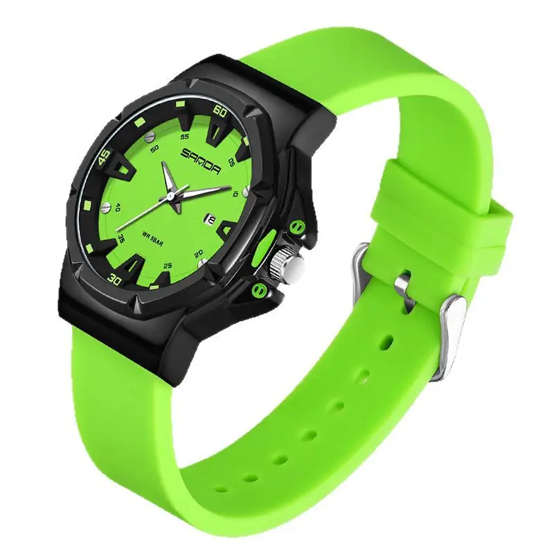 Pink Silicone Watch for Girls with Simple Calendar