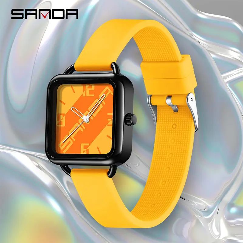 Sanda Green Silicone Analog Watch for Men Women Waterproof - Image 9