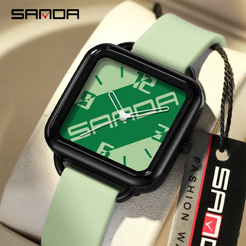 Sanda Green Silicone Analog Watch for Men Women Waterproof - Image 11