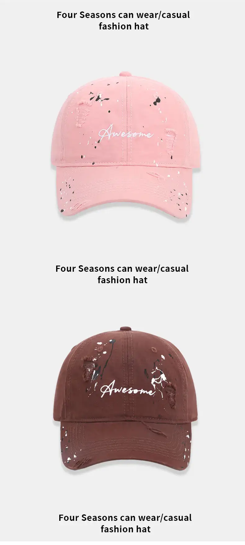 Pink Splash Ink Graffiti Baseball Cap for Women — feature 14