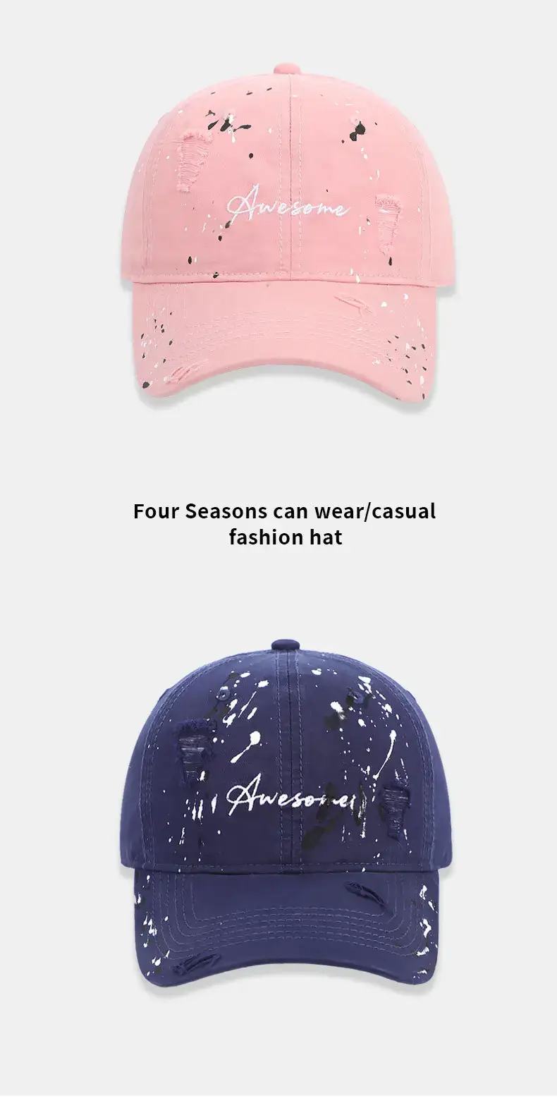 Pink Splash Ink Graffiti Baseball Cap for Women — feature 16