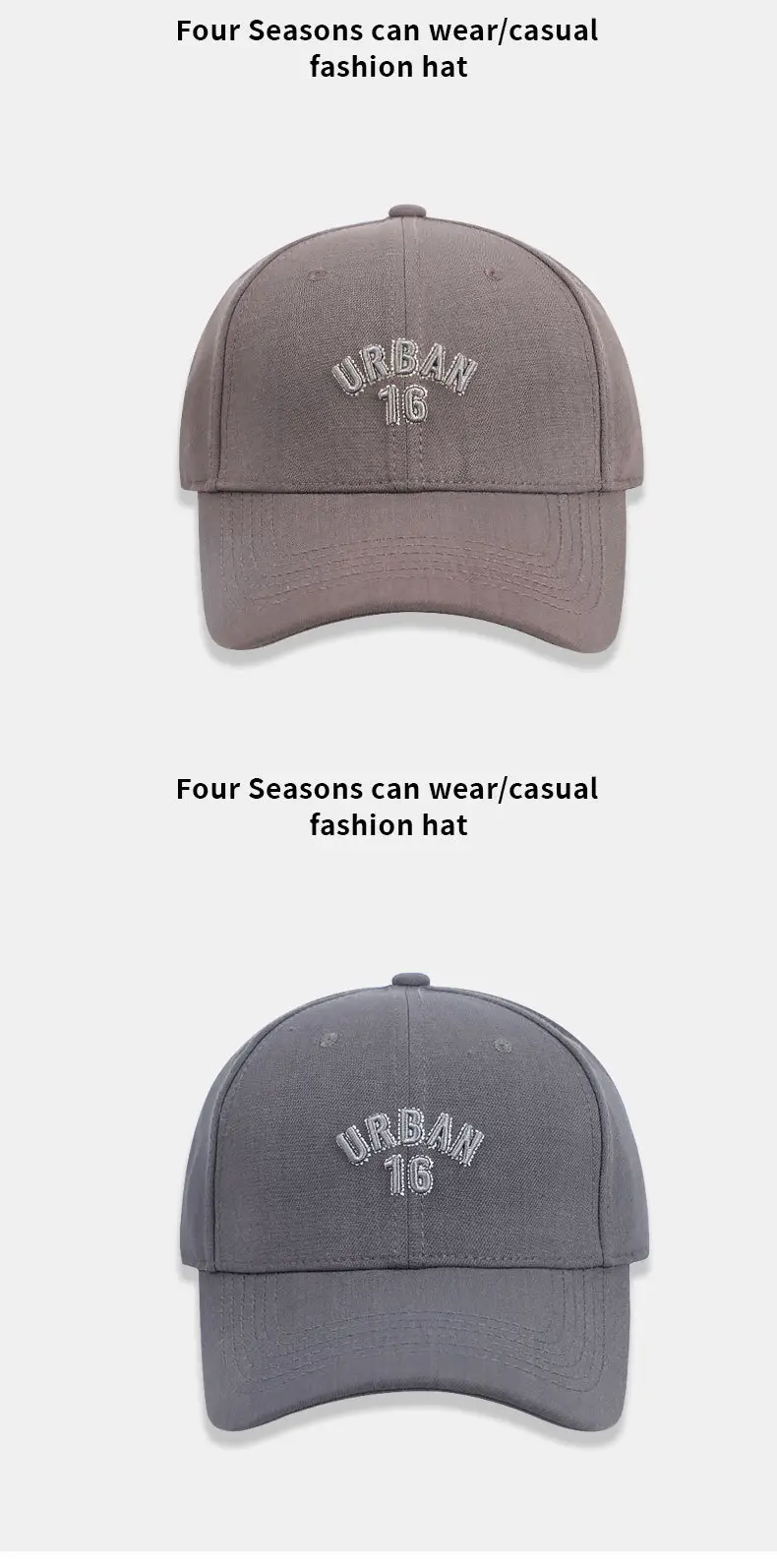 Grey Urban 16 Baseball Cap for Men Women — feature 12