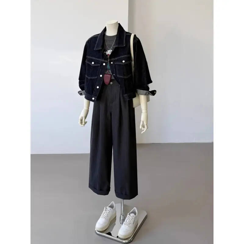 Women Denim Jacket Dark Blue Slimming Top Spring 2025