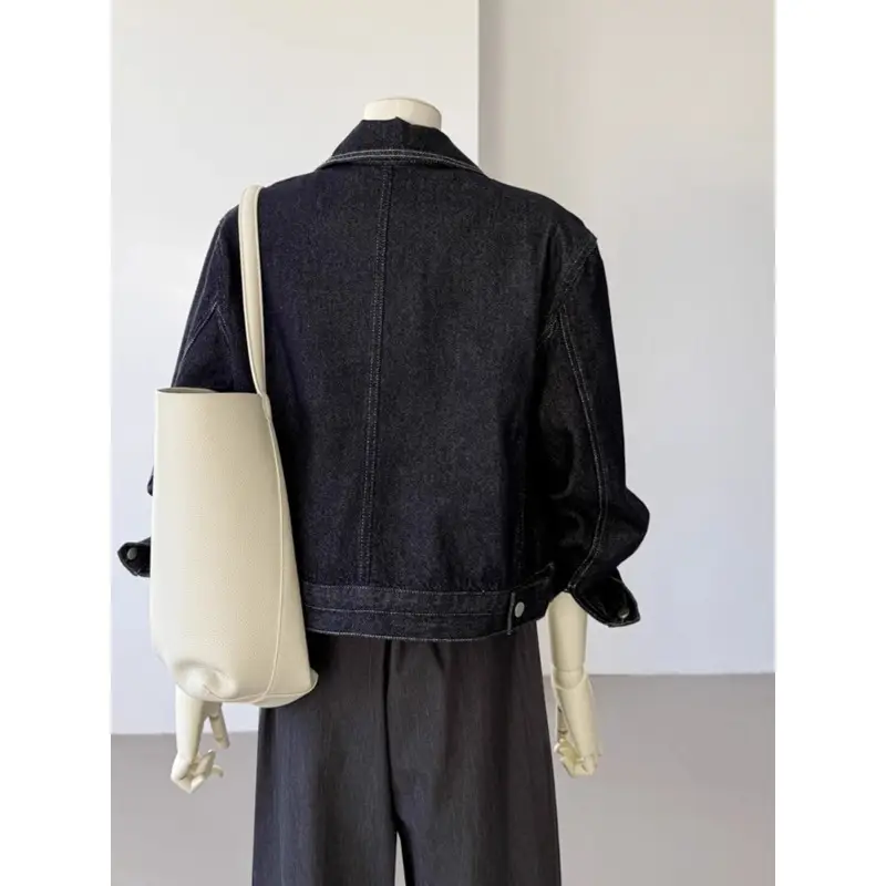 Women Denim Jacket Dark Blue Slimming Top Spring 2025