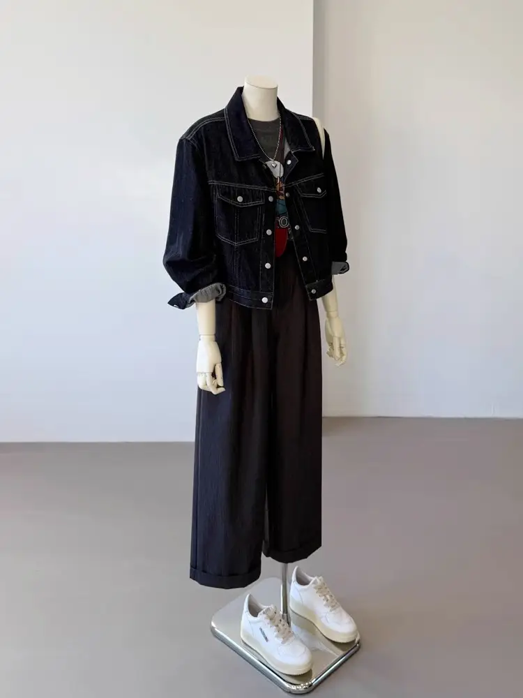 Women Denim Jacket Dark Blue Slimming Top Spring 2025 — feature 13