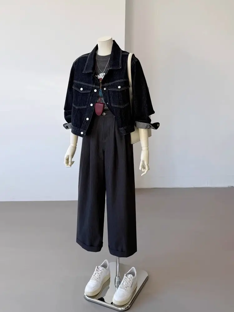 Women Denim Jacket Dark Blue Slimming Top Spring 2025 — feature 3