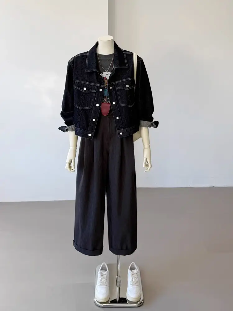Women Denim Jacket Dark Blue Slimming Top Spring 2025 — feature 5
