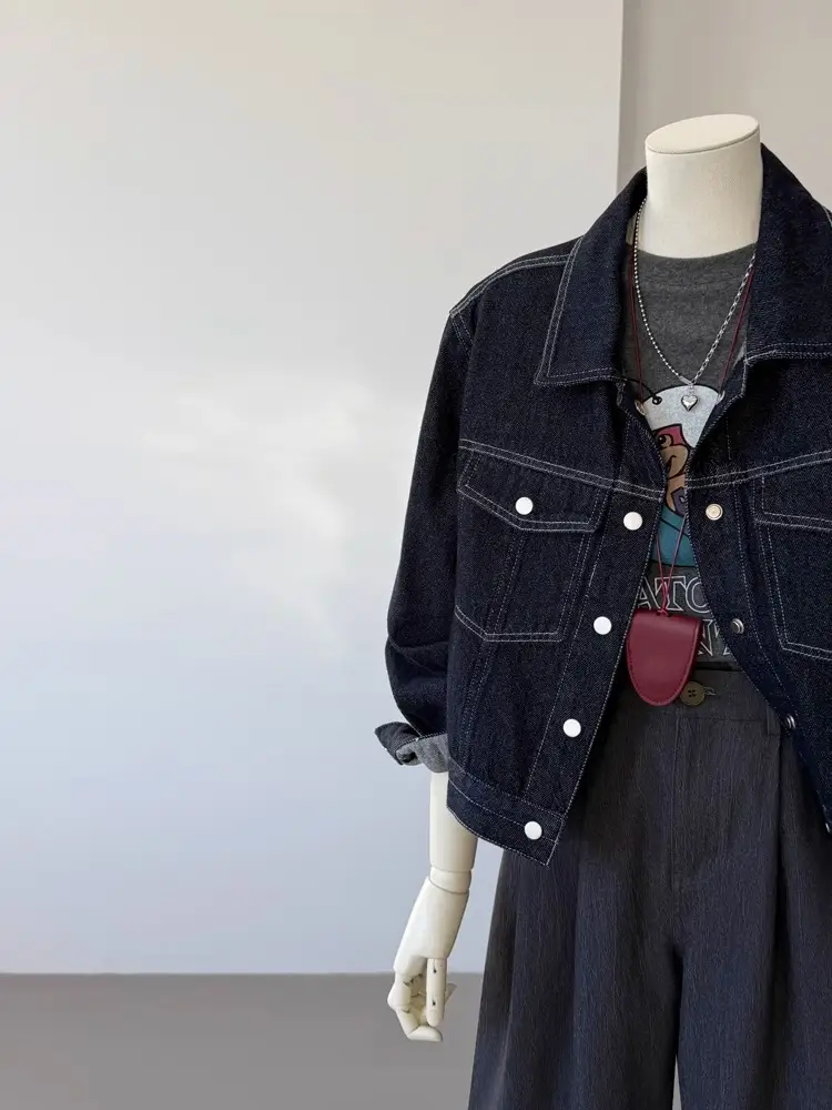 Women Denim Jacket Dark Blue Slimming Top Spring 2025 — feature 6