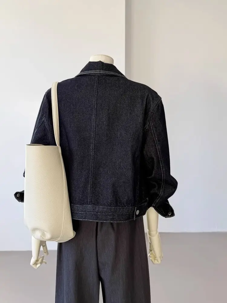 Women Denim Jacket Dark Blue Slimming Top Spring 2025 — feature 9
