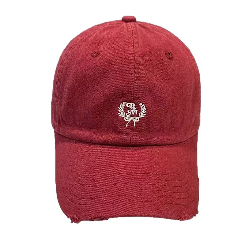 Women Red Embroidered Baseball Cap 2026 Korean Design - Image 11