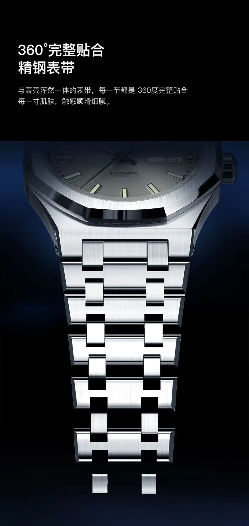 Guberson Men's Stainless Steel Analog Watch with Live Calendar — feature 13