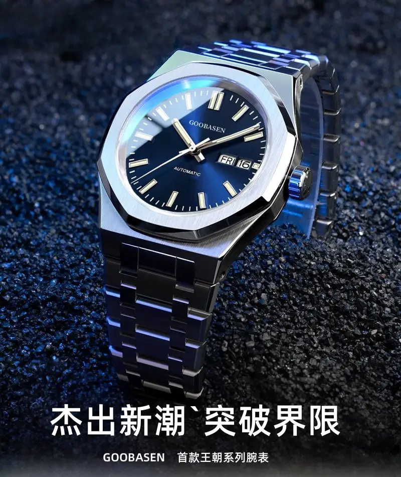 Guberson Men's Stainless Steel Analog Watch with Live Calendar — feature 2