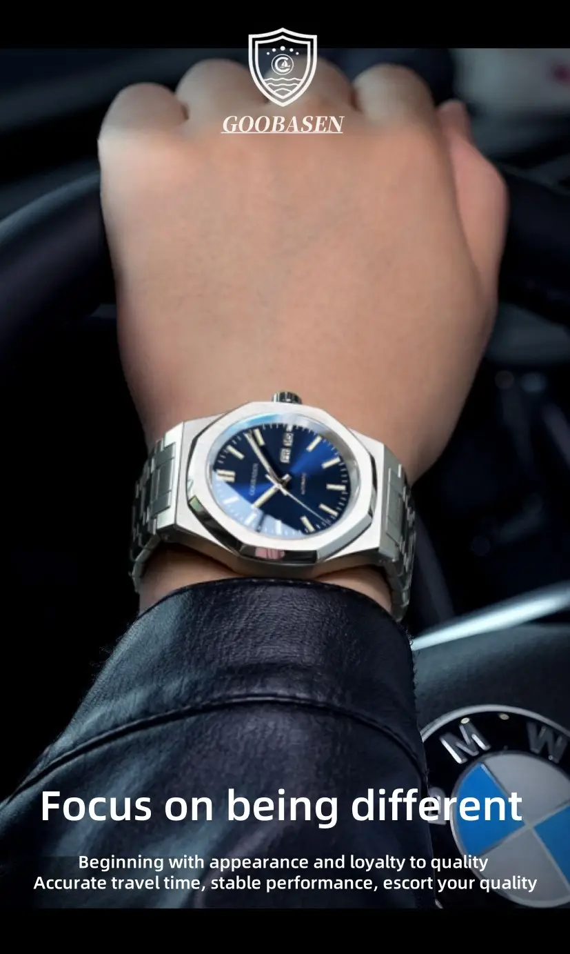 Guberson Men's Stainless Steel Analog Watch with Live Calendar — feature 24