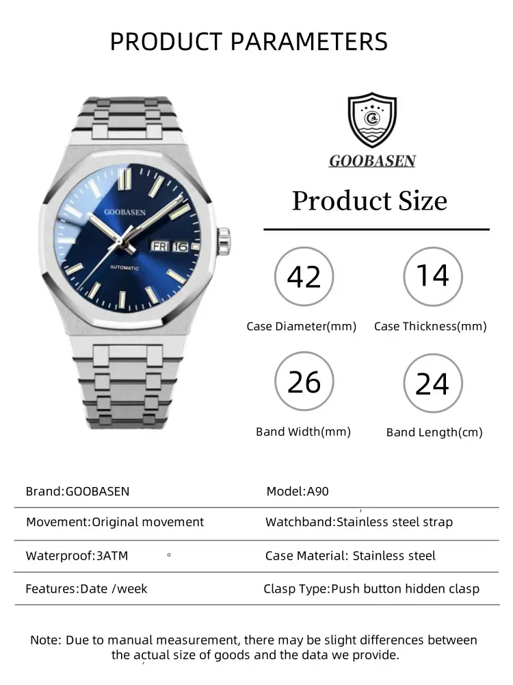 Guberson Men's Stainless Steel Analog Watch with Live Calendar — feature 34