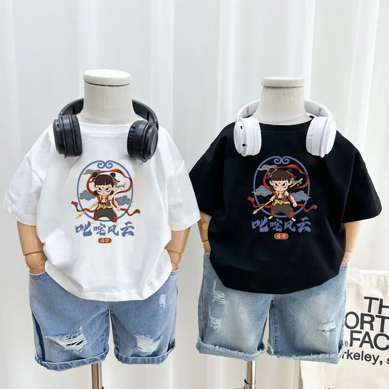 Boys Girls Cartoon T-Shirt Black 2025 Cotton — feature 4