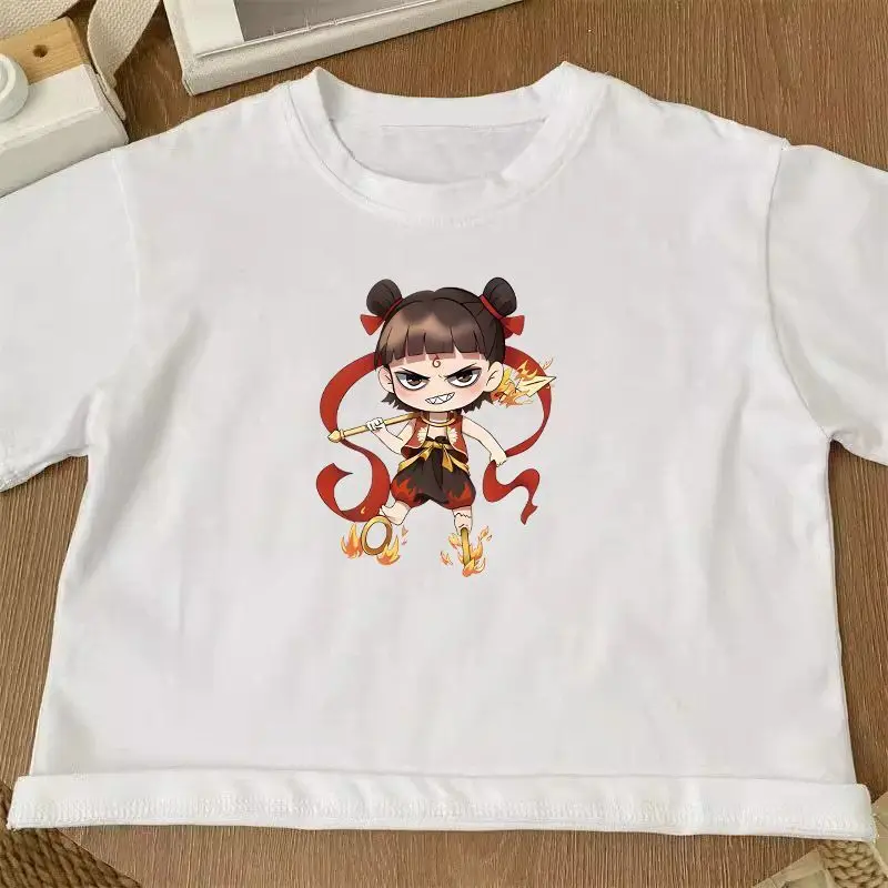 100 Cotton Cartoon T-shirt White Black Kids Design - Image 7