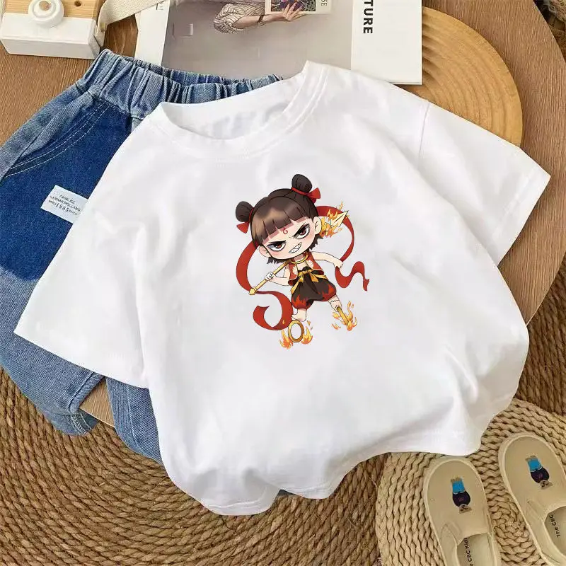 100 Cotton Cartoon T-shirt White Black Kids Design — feature 4