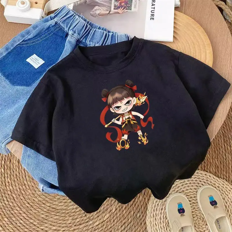 100 Cotton Cartoon T-shirt White Black Kids Design — feature 5