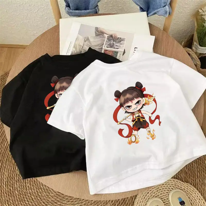 100 Cotton Cartoon T-shirt White Black Kids Design — feature 6