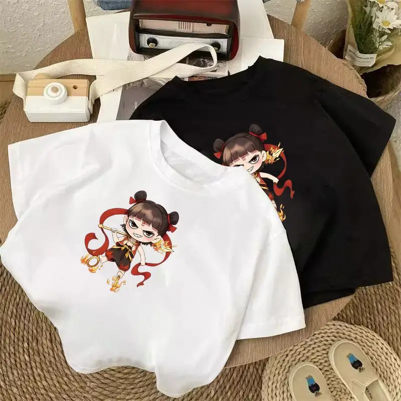 100 Cotton Cartoon T-shirt White Black Kids Design — feature 7