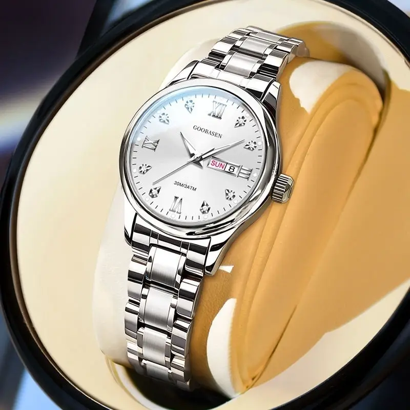 Guberson Women's Black Leather Watch with Live Broadcast Display - Image 7