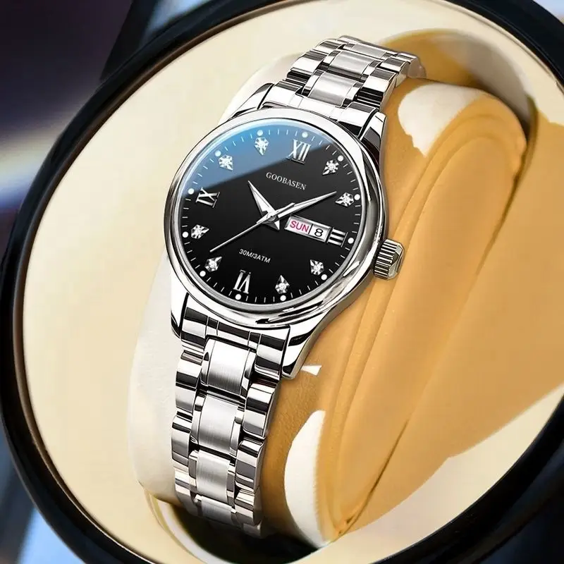 Guberson Women's Black Leather Watch with Live Broadcast Display - Image 8