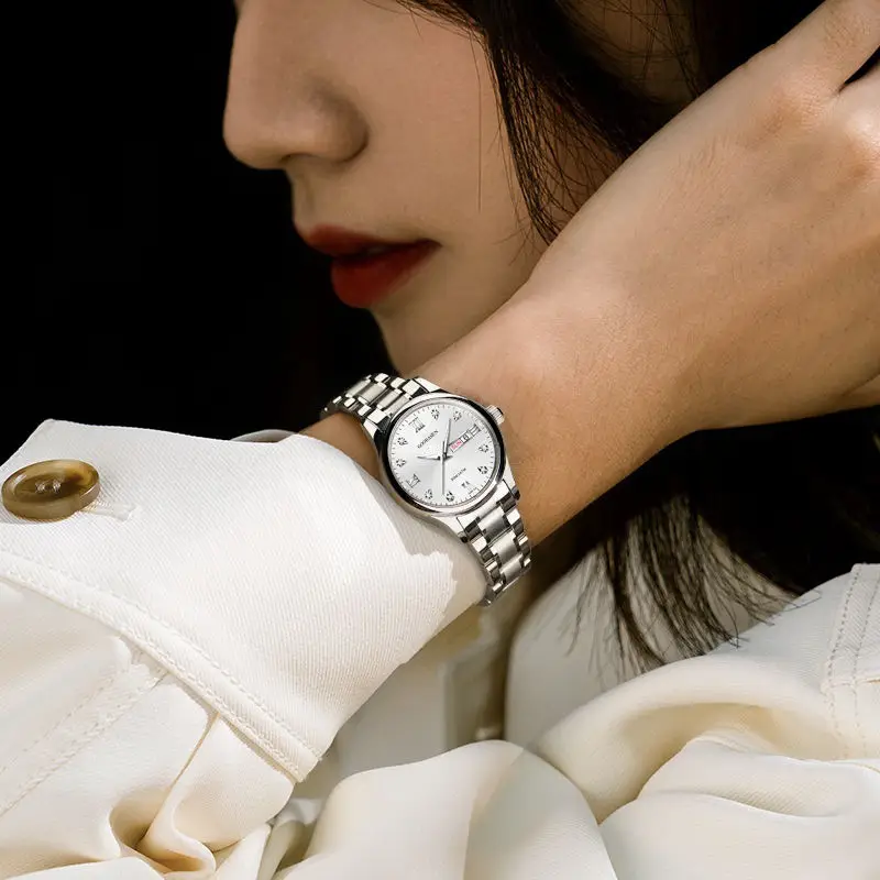Guberson Women's Black Leather Watch with Live Broadcast Display - Image 10