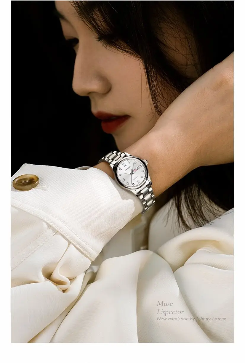 Guberson Women's Black Leather Watch with Live Broadcast Display — feature 11