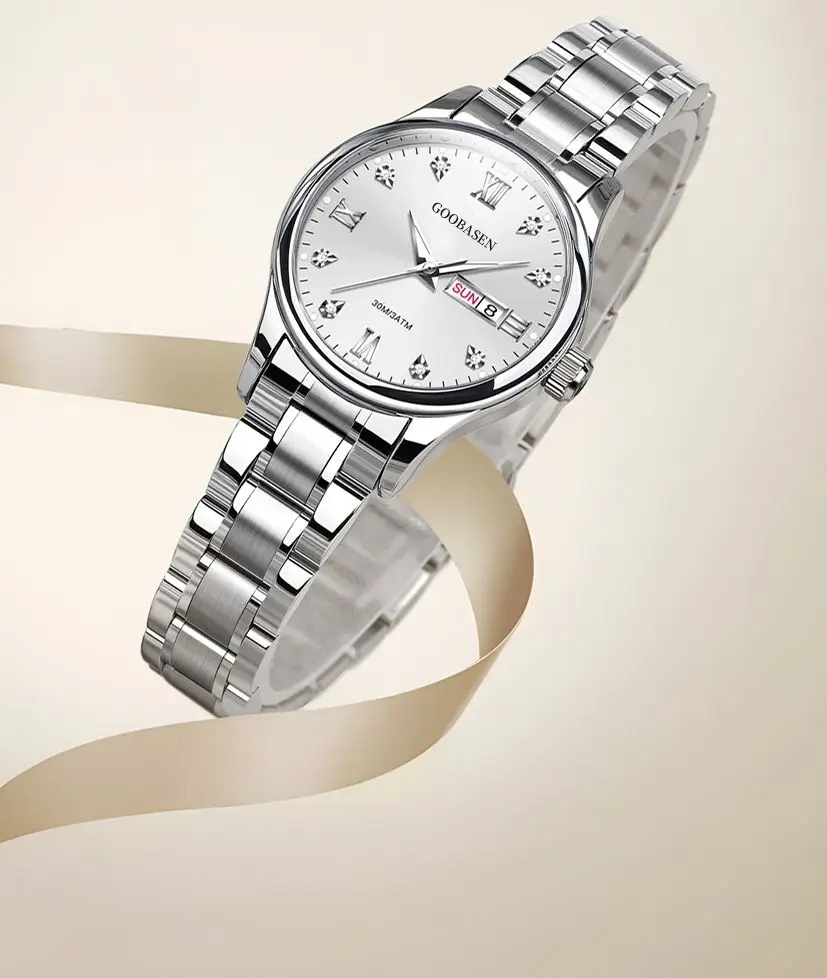 Guberson Women's Black Leather Watch with Live Broadcast Display — feature 13