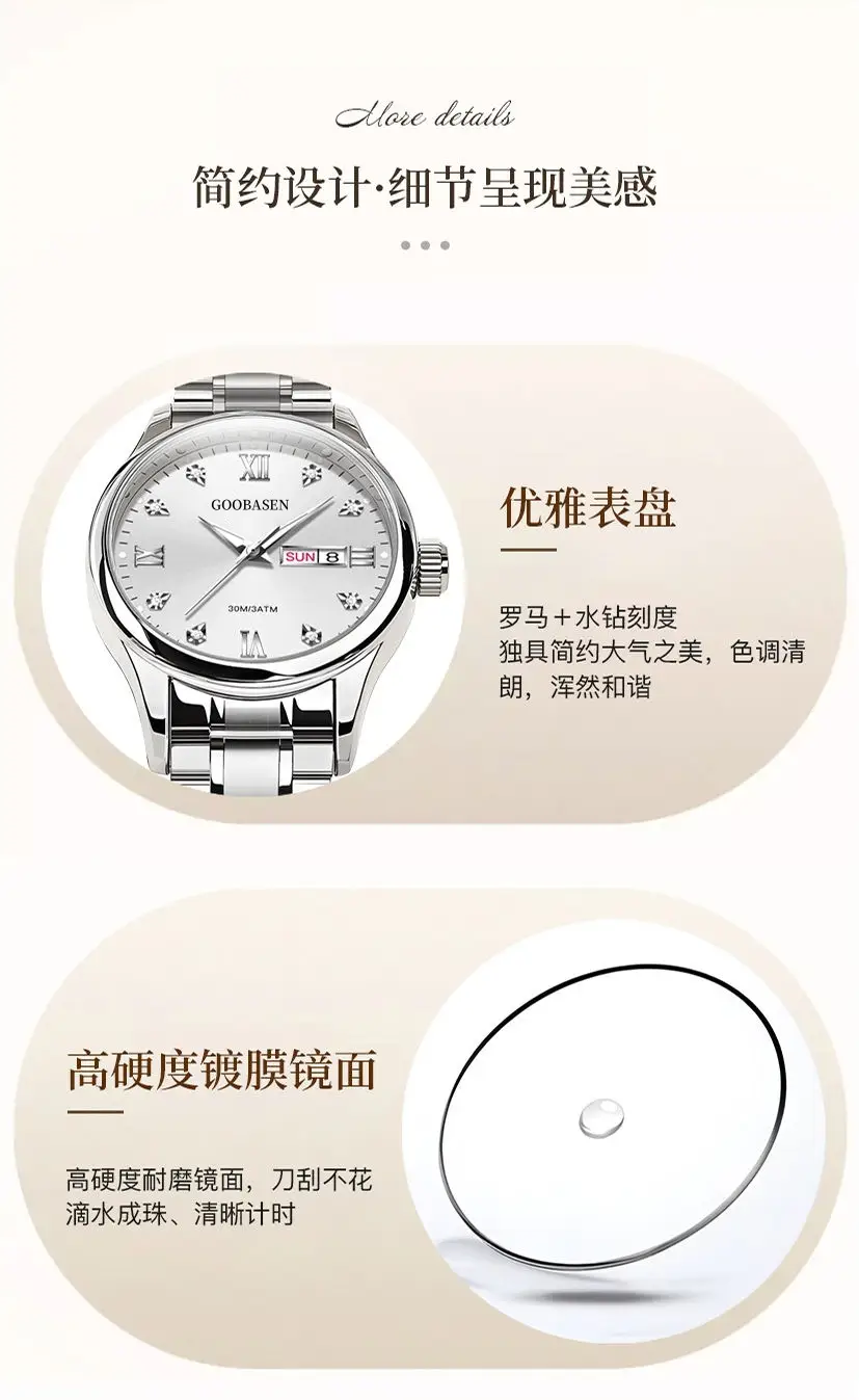 Guberson Women's Black Leather Watch with Live Broadcast Display — feature 18