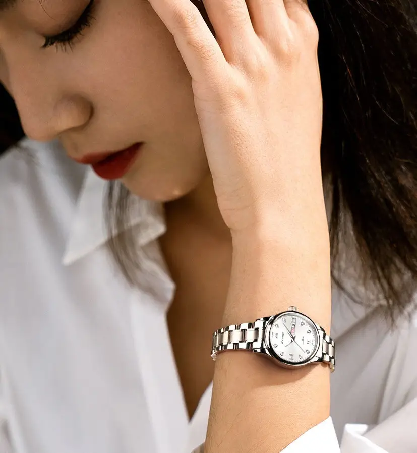 Guberson Women's Black Leather Watch with Live Broadcast Display — feature 2