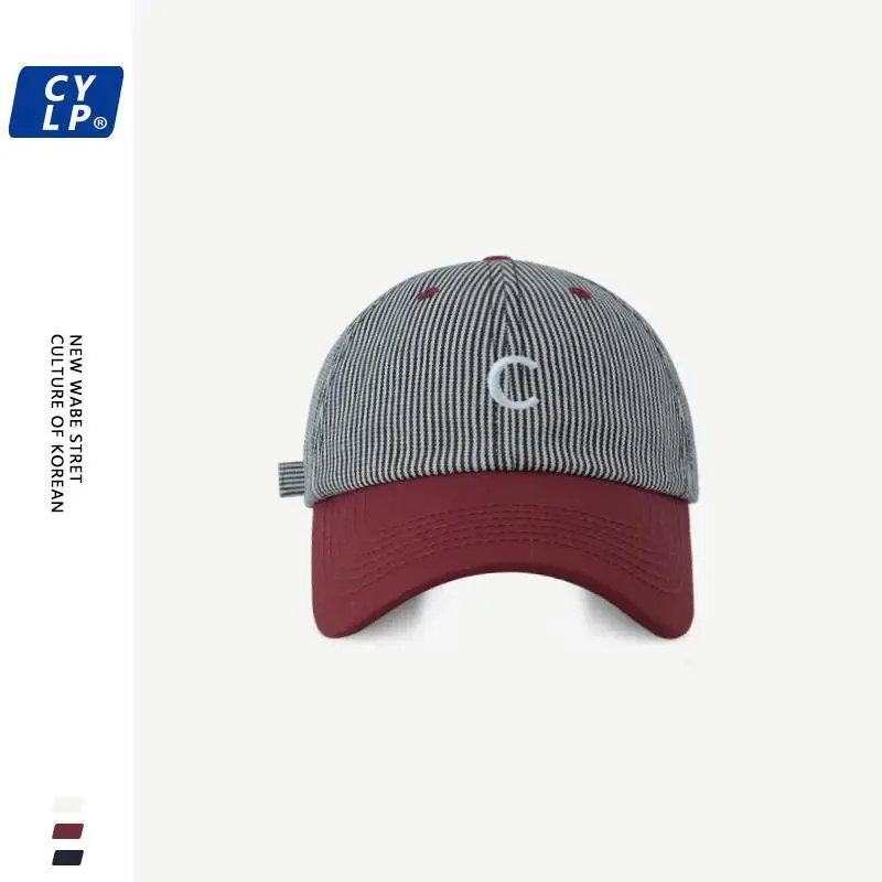 2025 Spring Striped Baseball Cap Women Red Gray Matching - Image 4